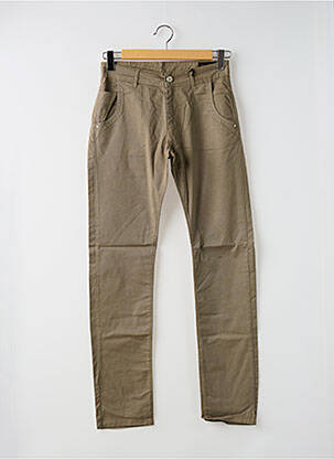 Pantalon slim fermeture zippée sous rabat boutonné beige LA CIBLE ROUGE homme