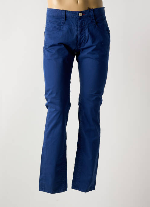 Pantalon slim fermeture zippée sous rabat boutonné bleu LA CIBLE ROUGE homme