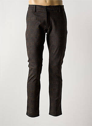 Pantalon slim fermeture zippée sous rabat boutonné marron LA CIBLE ROUGE homme