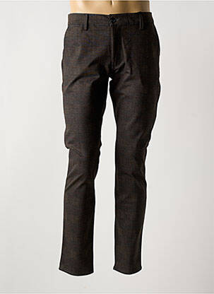 Pantalon slim fermeture zippée sous rabat boutonné marron LA CIBLE ROUGE homme