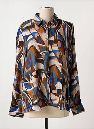 Chemisier tissage crêpe manches longues marron LA CIBLE ROUGE femme