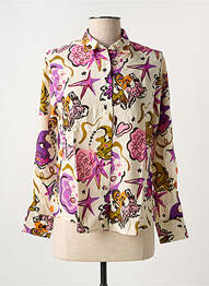 Chemisier imprimé fleurs manches longues beige LA CIBLE ROUGE femme
