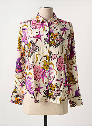 Chemisier imprimé fleurs manches longues beige LA CIBLE ROUGE femme