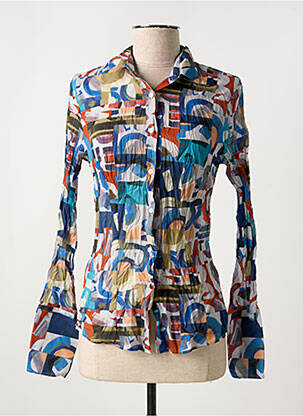 Chemisier coupe cintrée manches longues bleu LA CIBLE ROUGE femme