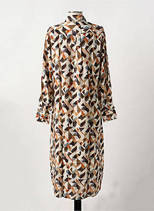 Robe mi-longue imprimé fantaisie manches longues marron LA CIBLE ROUGE femme