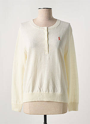 Pull col rond manches longues beige VICOMTEA femme