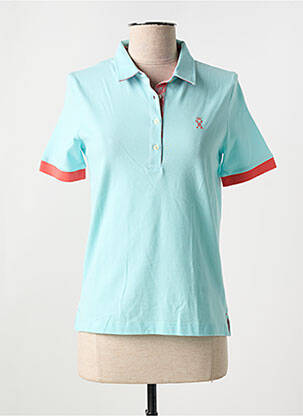 Polo fermeture boutonnée sur le devant manches courtes bleu VICOMTEA femme