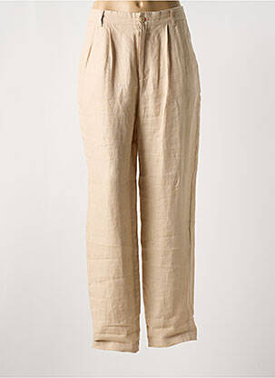Pantalon chino fermeture zippée sous rabat boutonné beige VICOMTEA femme