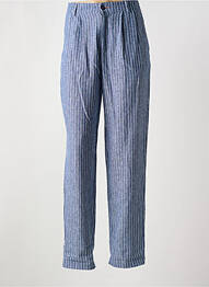 Pantalon chino fermeture zippée sous rabat boutonné bleu VICOMTEA femme