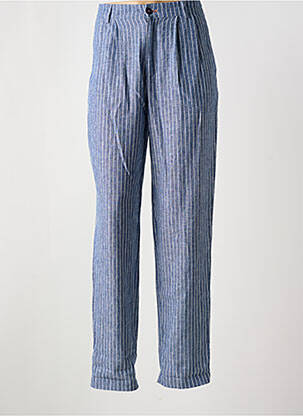 Pantalon chino fermeture zippée sous rabat boutonné bleu VICOMTEA femme