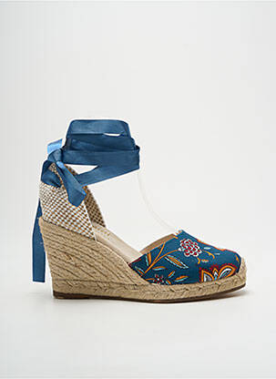 Espadrilles fermeture lacets talon de 7 à 9cm bleu ESCADRILLE femme