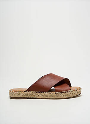 Mules/sabots tissage satiné talon plat jusqu'à 3cm marron ESCADRILLE femme