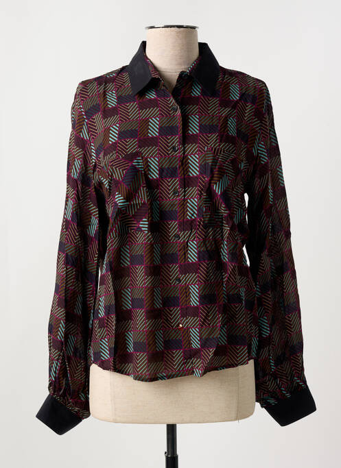 Chemisier imprimé fantaisie manches longues noir LA CIBLE ROUGE femme