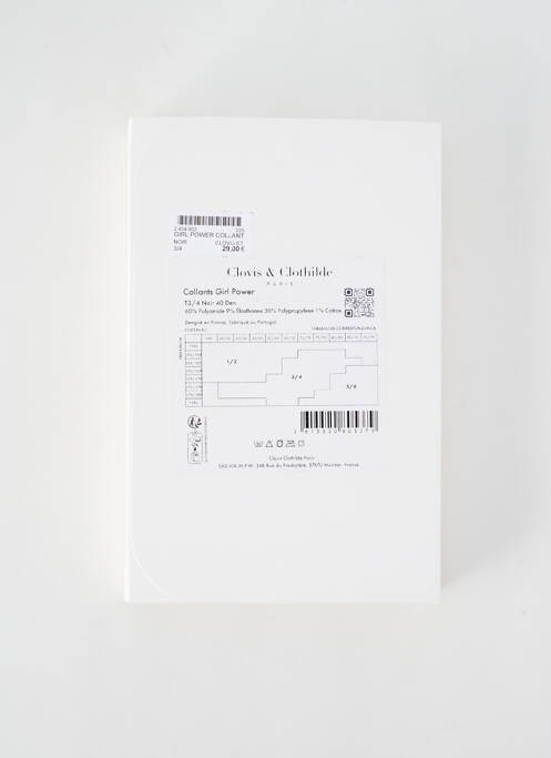 Collants noir CLOVIS & CLOTHILDE pour femme