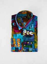 Chemise manches longues imprimé fantaisie bleu LA CIBLE ROUGE homme