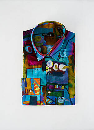 Chemise manches longues imprimé fantaisie bleu LA CIBLE ROUGE homme