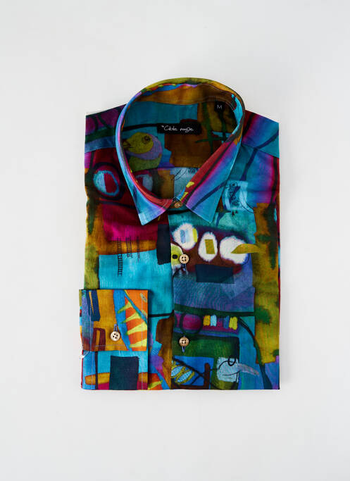 Chemise manches longues imprimé fantaisie bleu LA CIBLE ROUGE homme