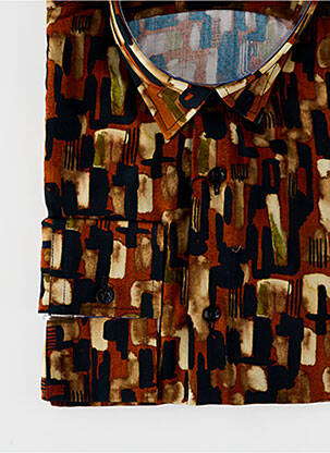 Chemise manches longues imprimé fantaisie marron LA CIBLE ROUGE homme