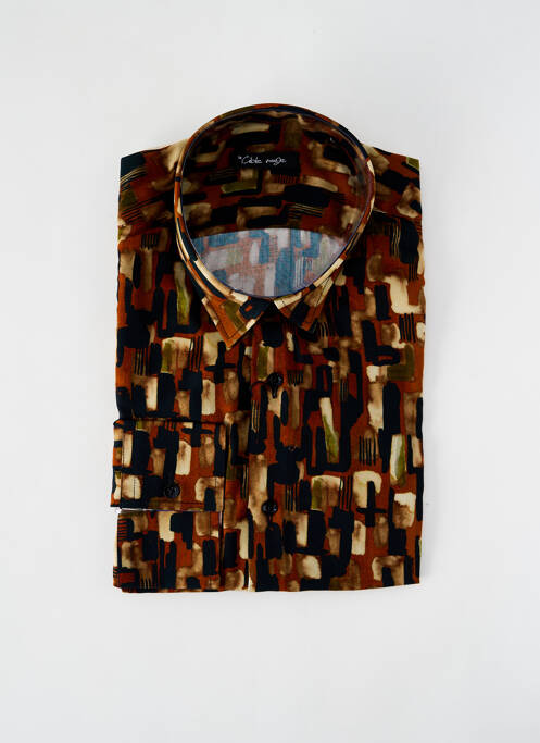 Chemise manches longues marron LA CIBLE ROUGE pour homme
