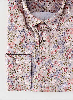 Chemise manches longues imprimé fleurs beige LA CIBLE ROUGE homme