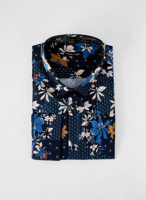 Chemise manches longues tissage popeline bleu LA CIBLE ROUGE homme