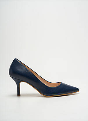 Escarpins tissage satiné talon de 7 à 9cm bleu LODI femme