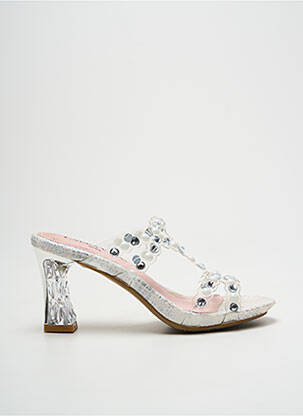Mules/sabots bout ouvert talon de 7 à 9cm argent LAURA VITA femme