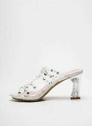 Mules/sabots bout ouvert talon de 7 à 9cm argent LAURA VITA femme