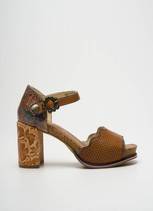 Sandales/nu pieds semi compensé talon de 7 à 9cm marron LAURA VITA femme