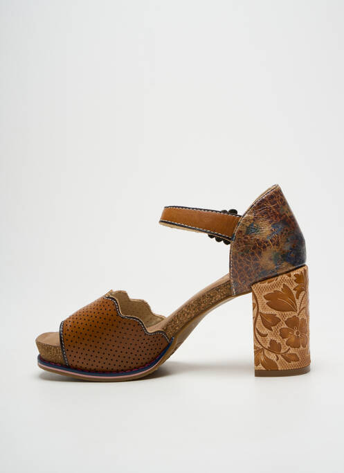 Sandales/nu pieds semi compensé talon de 7 à 9cm marron LAURA VITA femme