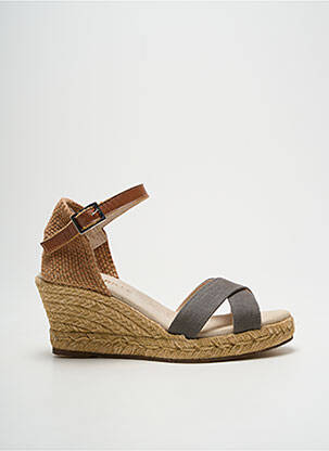 Espadrilles tissage satiné talon de 7 à 9cm marron ESCADRILLE femme