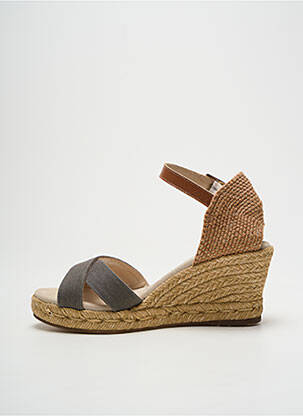 Espadrilles tissage satiné talon de 7 à 9cm marron ESCADRILLE femme