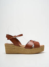 Espadrilles tissage satiné talon de 4 à 6cm marron ESCADRILLE femme