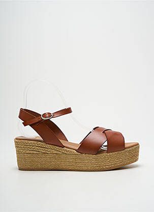 Espadrilles tissage satiné talon de 4 à 6cm marron ESCADRILLE femme