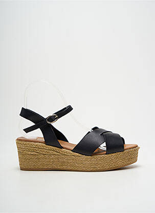 Espadrilles tissage satiné talon de 4 à 6cm noir ESCADRILLE femme
