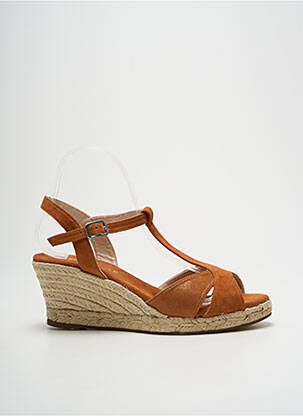 Espadrilles tissage satiné talon de 7 à 9cm marron ESCADRILLE femme