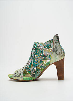 Bottines/boots tissage satiné talon de 7 à 9cm vert LAURA VITA femme