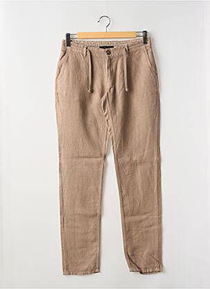 Pantalon slim fermeture zippée sous rabat boutonné marron LA CIBLE ROUGE homme