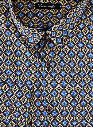 Chemise manches longues imprimé fantaisie bleu LA CIBLE ROUGE homme