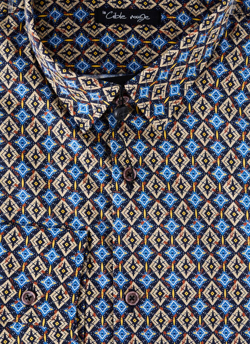 Chemise manches longues imprimé fantaisie bleu LA CIBLE ROUGE homme