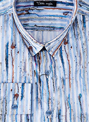 Chemise manches longues imprimé fantaisie bleu LA CIBLE ROUGE homme