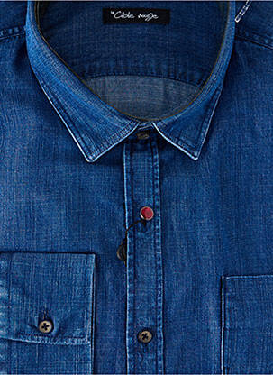 Chemise manches longues coupe droite bleu LA CIBLE ROUGE homme