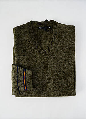 Pull col v manches longues vert LA CIBLE ROUGE homme