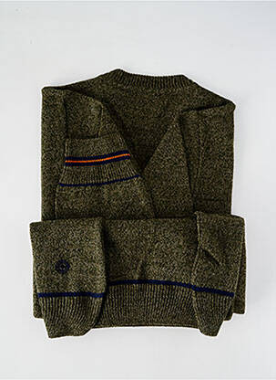 Pull col v manches longues vert LA CIBLE ROUGE homme