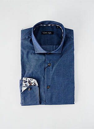 Chemise manches longues tissage popeline bleu LA CIBLE ROUGE homme