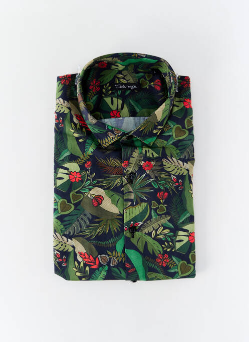 Chemise manches longues imprimé fantaisie vert LA CIBLE ROUGE homme