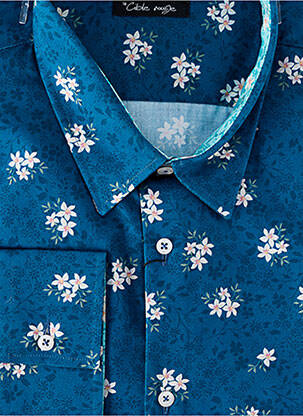 Chemise manches longues coupe cintrée bleu LA CIBLE ROUGE homme