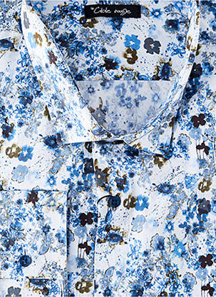 Chemise manches longues tissage popeline bleu LA CIBLE ROUGE homme