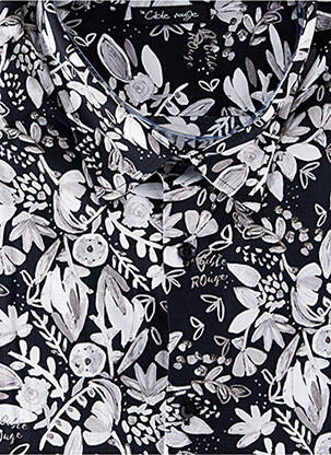 Chemise manches longues imprimé fleurs noir LA CIBLE ROUGE homme