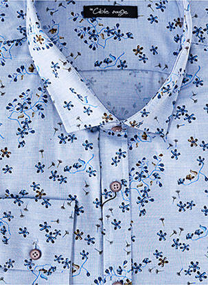 Chemise manches longues imprimé fantaisie bleu LA CIBLE ROUGE homme